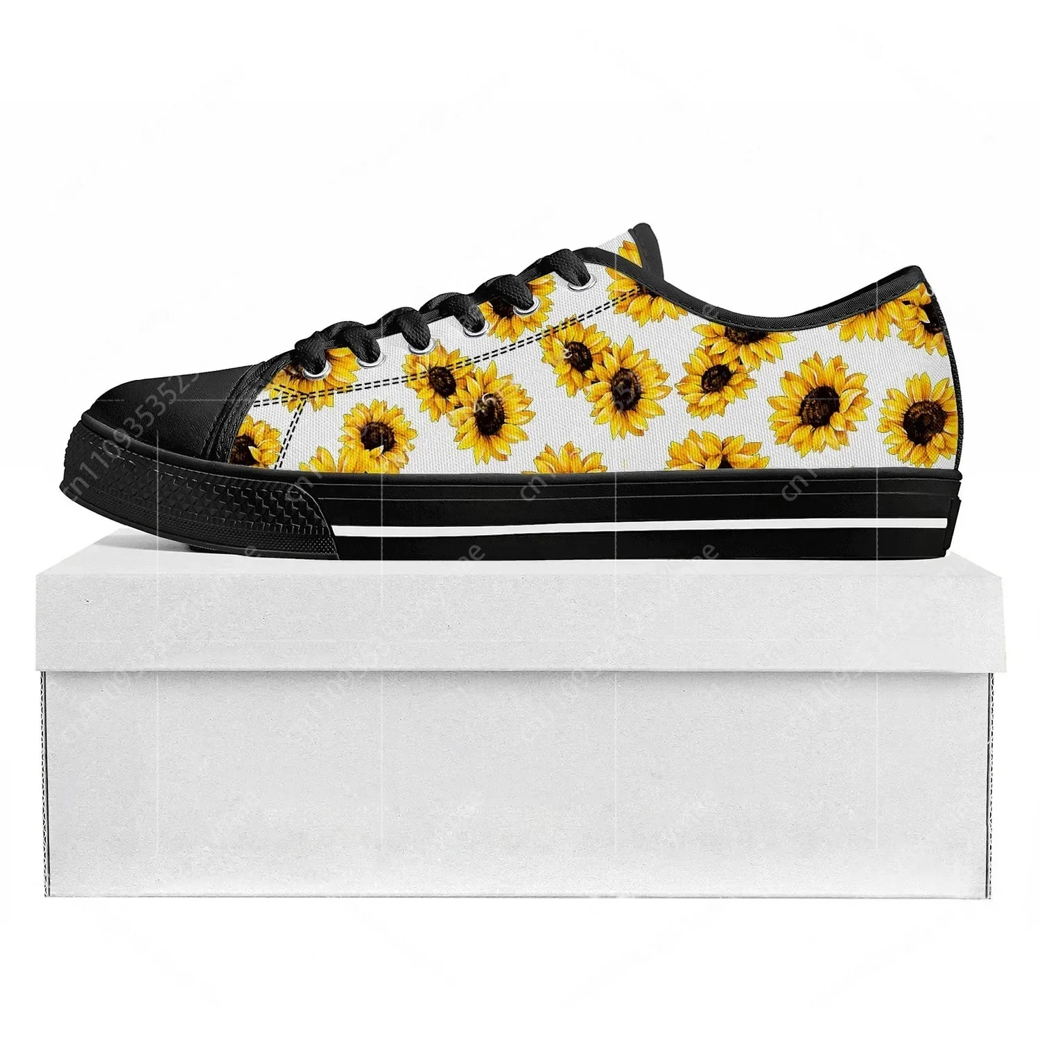 Women'S Yellow Fashion Sneakers - ひまわり黄色の花ロートップ高品質スニーカーメンズレディースティーンエイジャーキャンバススニーカー Prode カジュアルカップルシューズカスタムシューズ