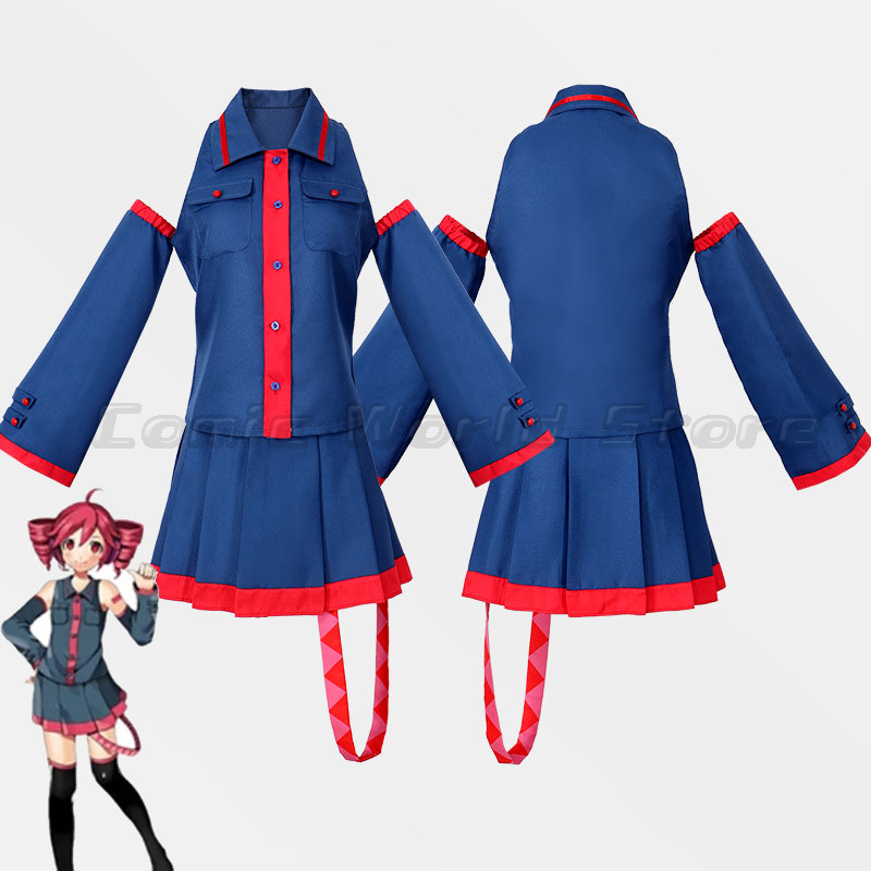Women Queen Fashion - アニメカサネテトコスプレファッション制服衣装ウィッグ Vtuber テトブルードレススーツ女性のためのハロウィンパーティーフォーミュラスーツドレス