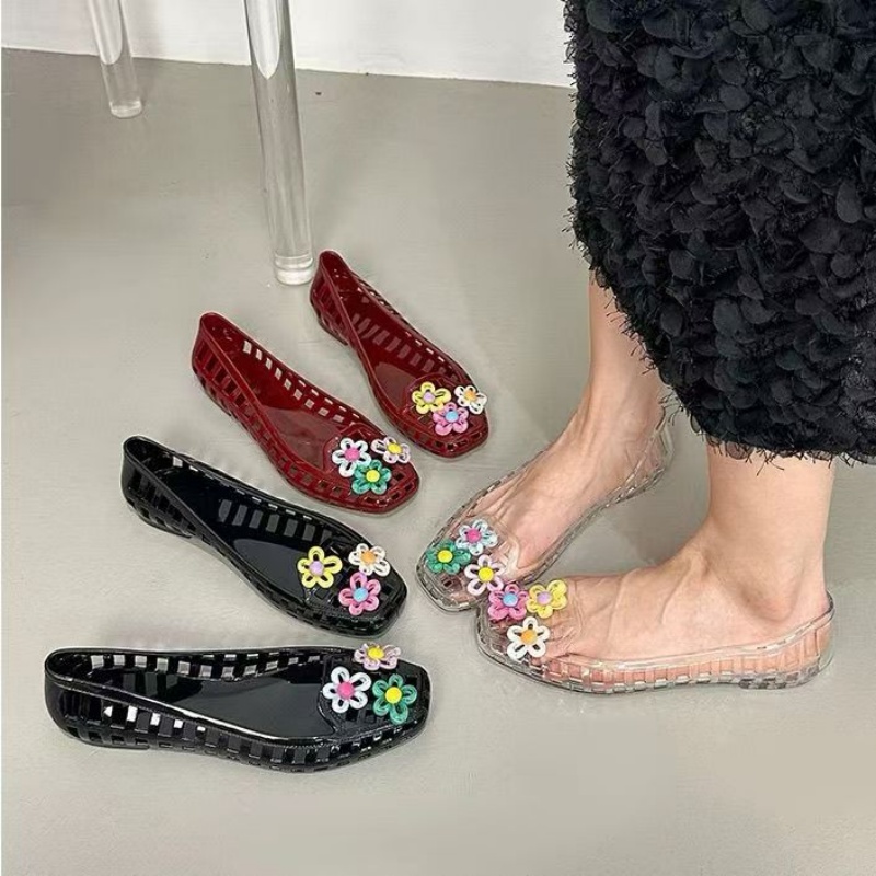 Women'S Fashion Footwear - 中空かわいいドーパミンシューズシックな手作りフラワーゼリーシューズ靴バックル穴靴 DIY 靴アクセサリージュエリーバレエシューズ