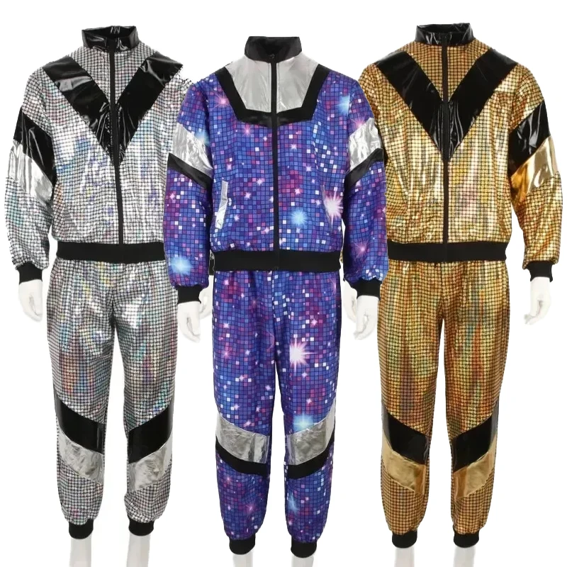 Women'S Fashion From The 70S - 大人 70 年代ヒッピーディスコパーティー衣装ヴィンテージヒップホップヒッピーコスプレステージパフォーマンス衣装男性女性ハロウィンパーティー衣装