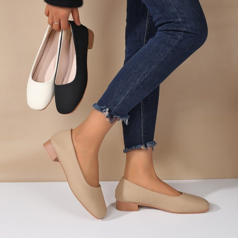 Women'S Fashion Footwear - ソフトレザー ラウンドトゥ スリッポンシューズ 2026年春 カジュアル オフィスシューズ
