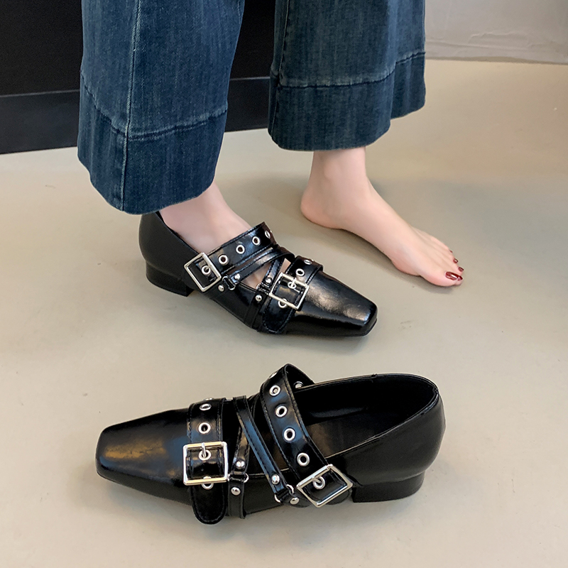 Women'S Fashion Footwear - 女性用バックルストラップフットウェアバレエシューズファッション女性ダンスシューズ春ラウンドトゥレディースフラットシューズロリータシューズ付き