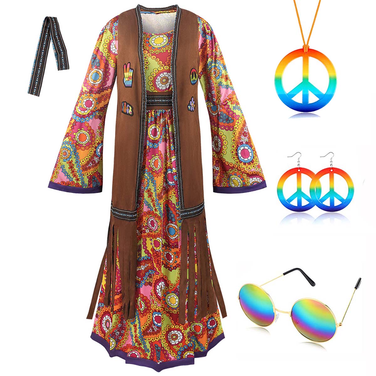 Women'S Fashion From The 70S - 1960年代 70年代 レトロ ヒッピー コスチュームセット 女性用