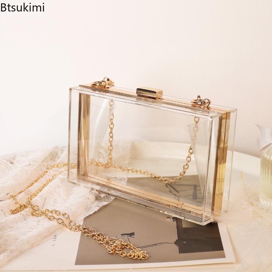 Women'S Fashion Boutique - ファッション透明アクリルイブニングクラッチバッグ女性ブティックチェーンクリアショルダーバッグレディースウェディングパーティー財布とハンドバッグ