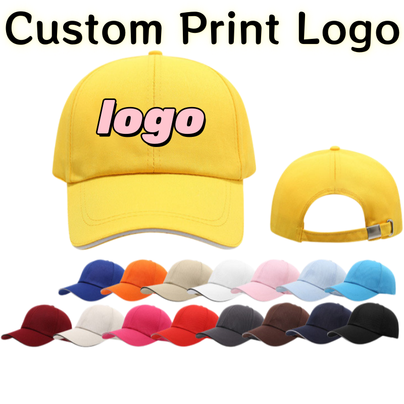Women'S Fashion Hats - カスタムプリントロゴ入り純綿メタルバックル6点セット斜め野球帽男女兼用ファッション多用途ダックタンハット