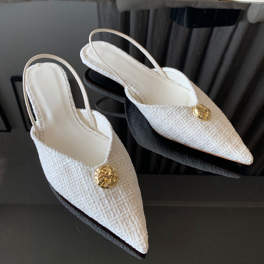 Women'S Fashion Brand Shoes - 2025年新作ブランドレディースサンダル、ファッショナブルなポインテッドトゥ、浅履き、エレガントなスリングバックシューズ、薄型ローヒールパンプス
