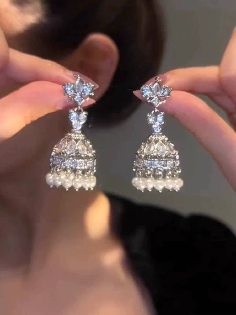 Women Queen Fashion - インド風の豪華な鳥かごイヤリング ファッション年次会議用 高級感のあるランタンジルコンタッセル風鈴イヤリング 宴会用