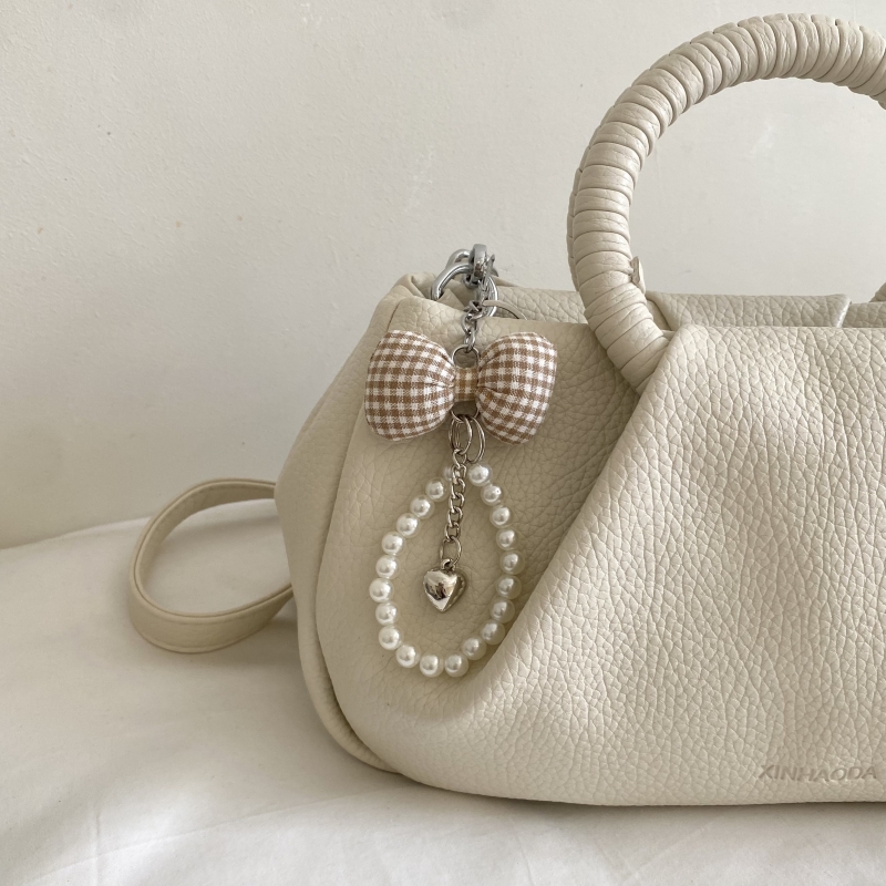 プリーツデザインラウンドトップハンドルバッグ女性用ピュアカラ - Women'S Fashion Boutique のレビューと価格