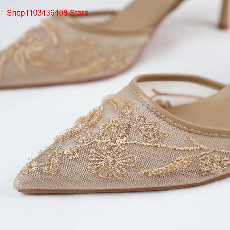 夏と秋の尖った細いヒール、メッシュレース、多用途なワンピース - Women'S Fashion Brand Shoes のレビューと価格
