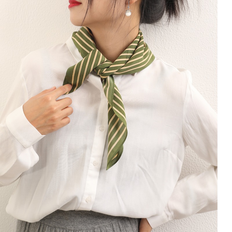 女性用ストライププリントスカーフ,シルク100%,ネックヘッ - Women'S Fashion Hats のレビューと価格