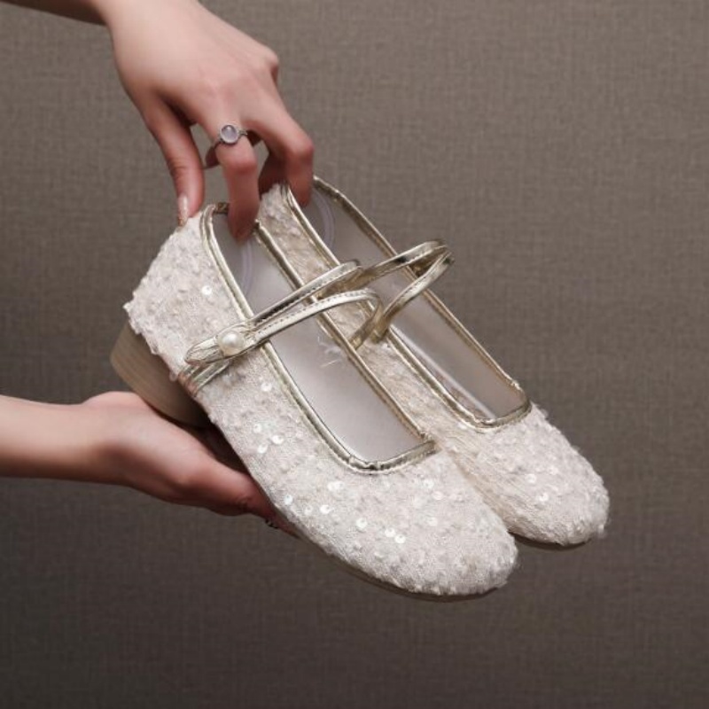 エアメッシュスパンコール付きメリージェーンドレスシューズ、レ - Women'S Fashion Footwear のレビューと価格