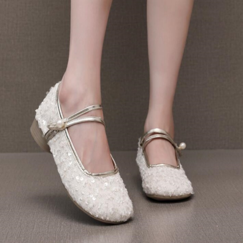 エアメッシュスパンコール付きメリージェーンドレスシューズ、レ - Women'S Fashion Footwear のレビューと価格