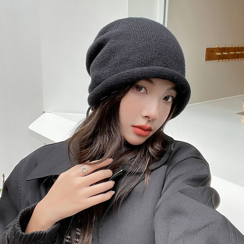 ニットボンネットフード女性用冬暖かいゆったりビーニー帽子女性 - Women'S Fashion Hats のレビューと価格