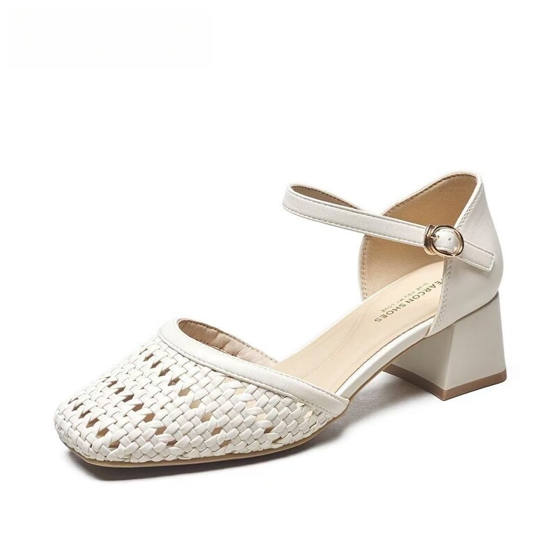 女性用ファッション織り込み中空チャンキーヒールサンダル、快適 - Women'S Fashion Brand Shoes のレビューと価格