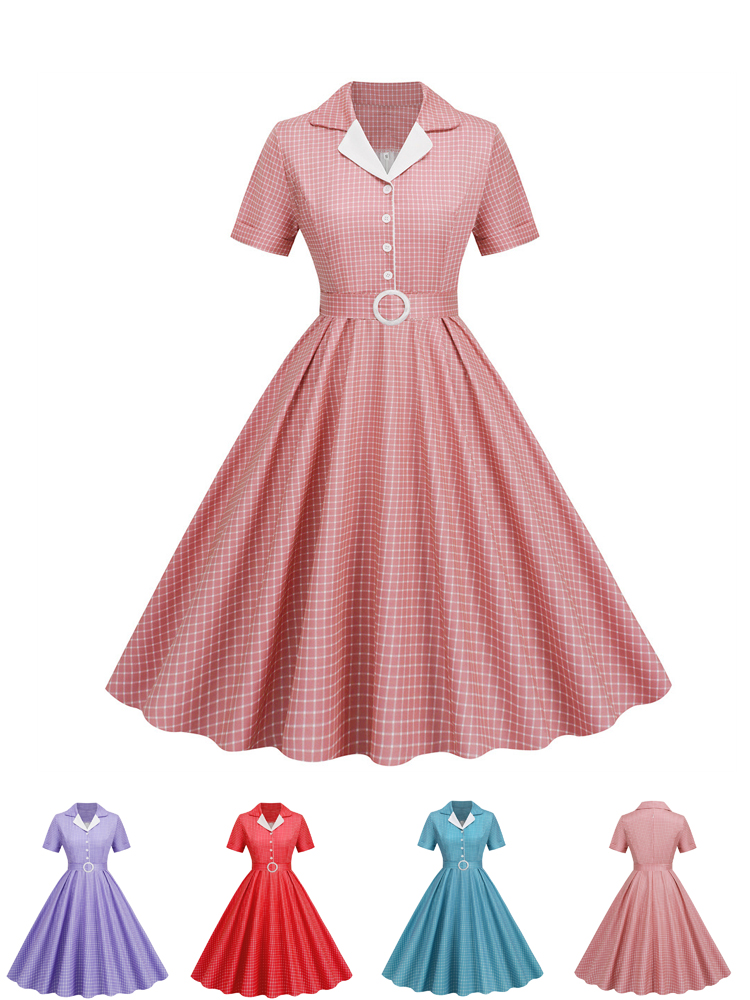 格子柄ヴィンテージオフィスサマードレス レディース 2026 - Women'S Fashion From The 60S のレビューと価格