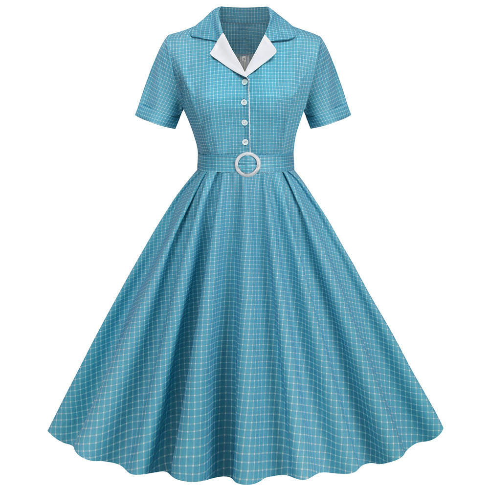 格子柄ヴィンテージオフィスサマードレス レディース 2026 - Women'S Fashion From The 60S のレビューと価格