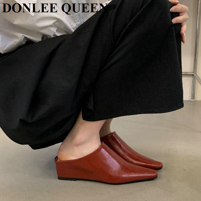 女性ファッションクローズトゥミュールスリッパ女性スクエアトゥ - Women Queen Fashion のレビューと価格