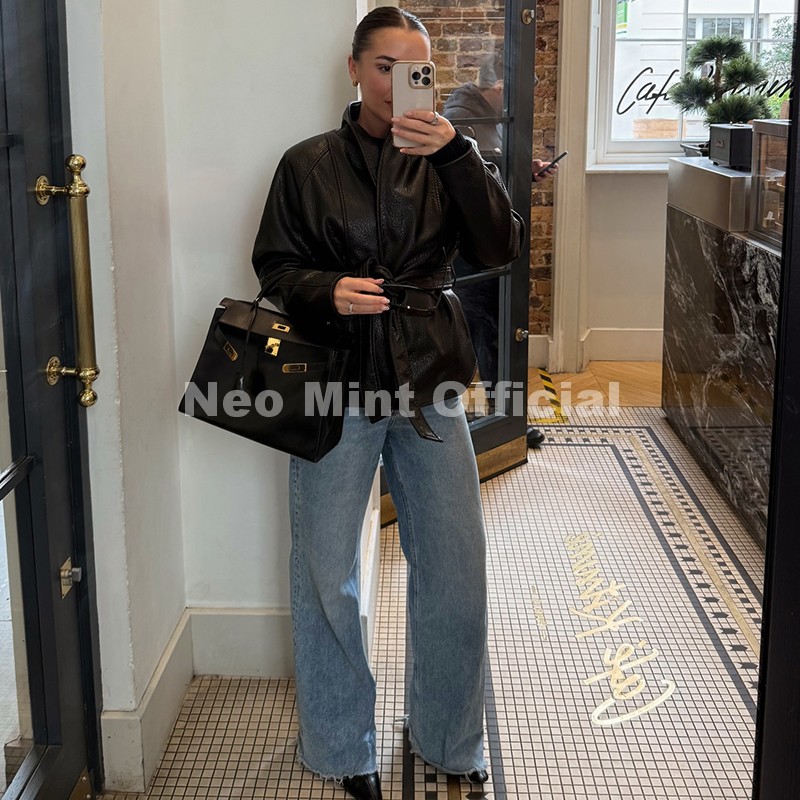 ネオミントトレンド2026ブラックショールカラーフェイクレザ - Women Fashion Icon のレビューと価格