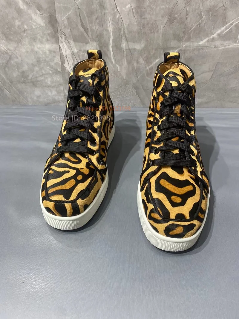 ヒョウ柄ハイトップスニーカー男性女性ドライビングシューズレー - Women'S Yellow Fashion Sneakers のレビューと価格
