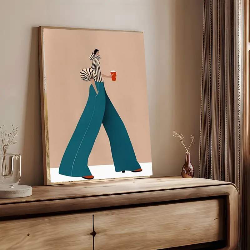 ファッショナブルなブルーパンツ女性ポスタープリント現代超現実 - Women Fashion Drawing のレビューと価格