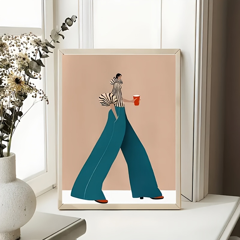 ファッショナブルなブルーパンツ女性ポスタープリント現代超現実 - Women Fashion Drawing のレビューと価格